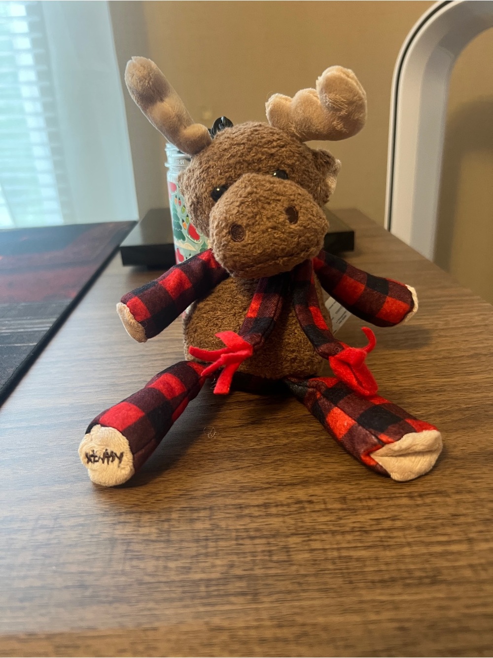 Scentsy Brown Moose with Red and Black Plaid Limbs